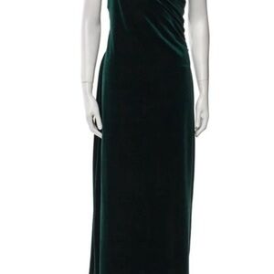 Rachel Zoe One Shoulder Velvet Dress in Deep Green